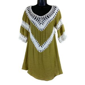Wishlist Boho Chartreuse ￼Crochet Tunic Top